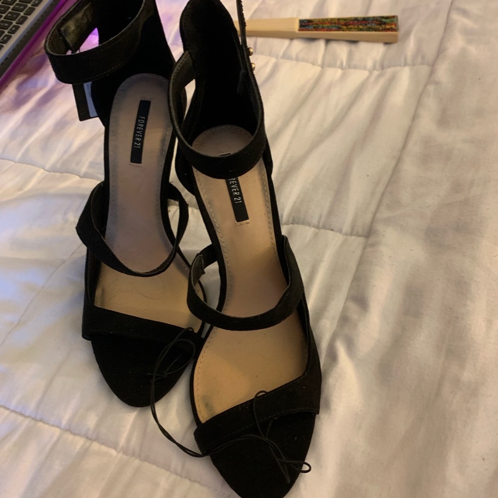 Black strappy heels